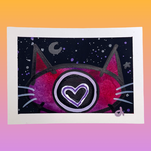 1/4 Lovestruck Kitties Original Art Card