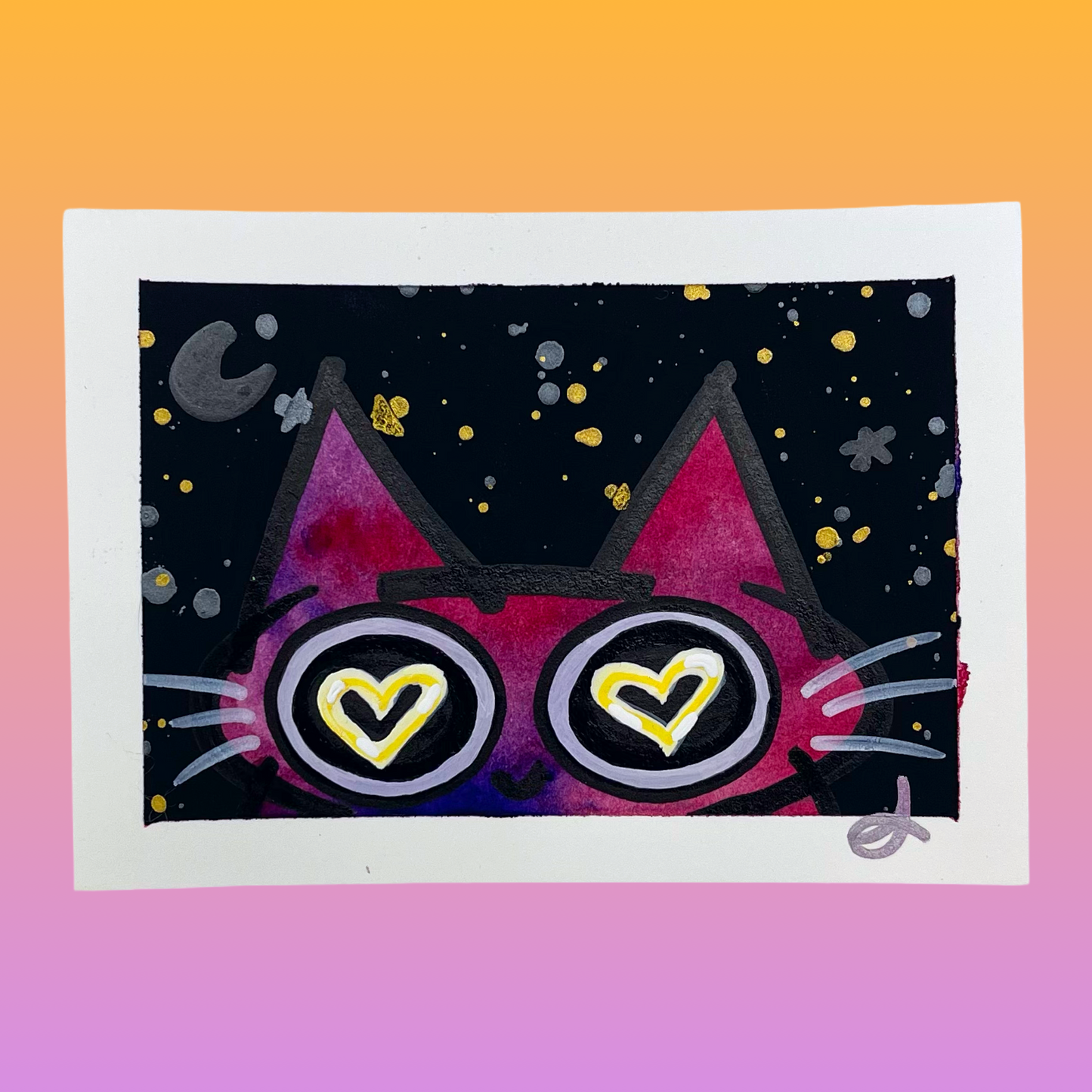 2/4 Lovestruck Kitties Original Art Card