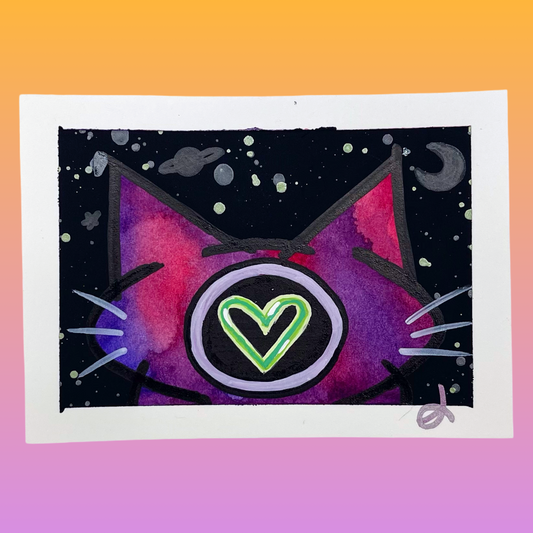 4/4 Lovestruck Kitties Original Art Card