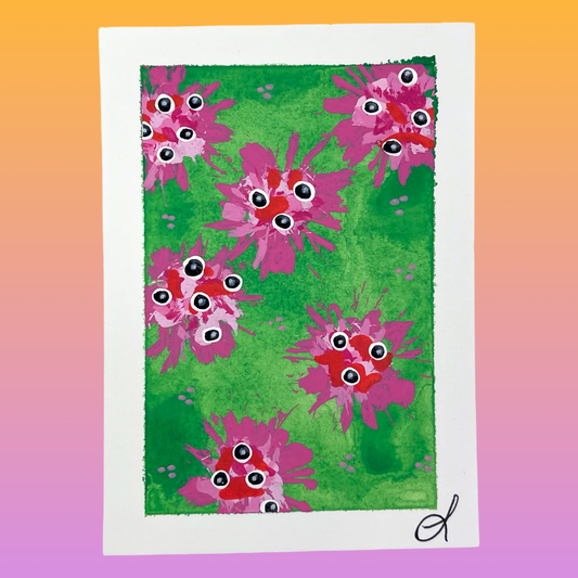 3/4 The Flowers Are Watching Original Art Card