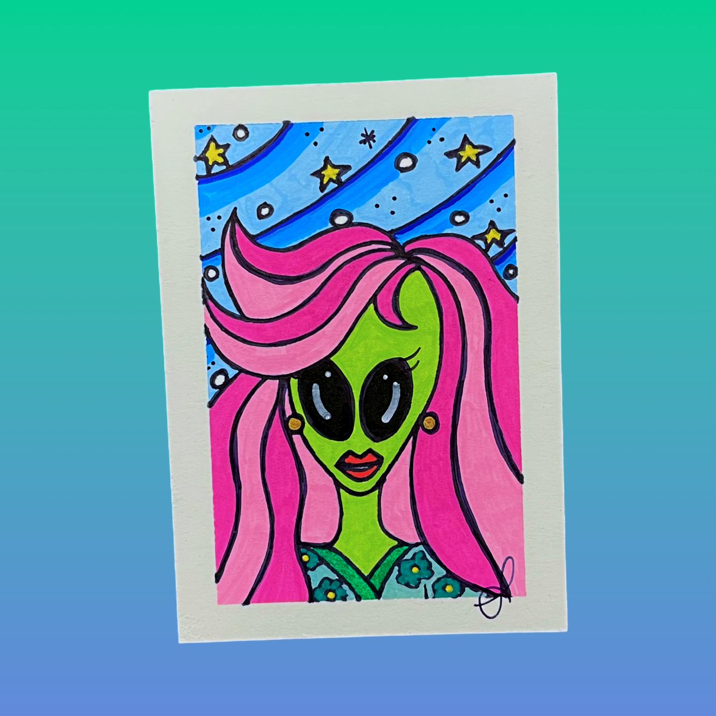 1/4 I’m a Martian Girl Original Art Card